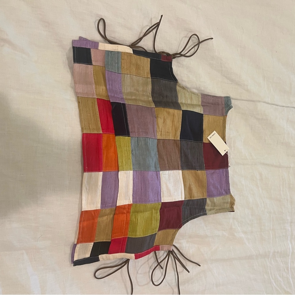 Chan Luu Colorful Patchwork Crop Top with Side Ties - Picture 3 of 3
